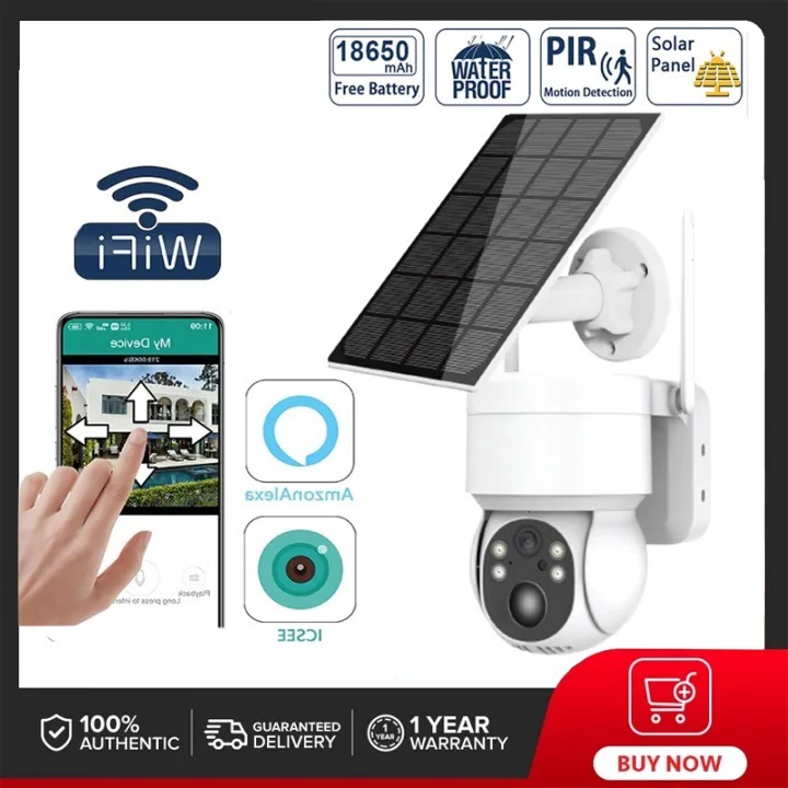 พลังงานแสงอาทิตย์ HD 8MP กล้องวงจรปิดโซล่าเซลล์ 4G WiFi - สยามโซล่าเซลล์